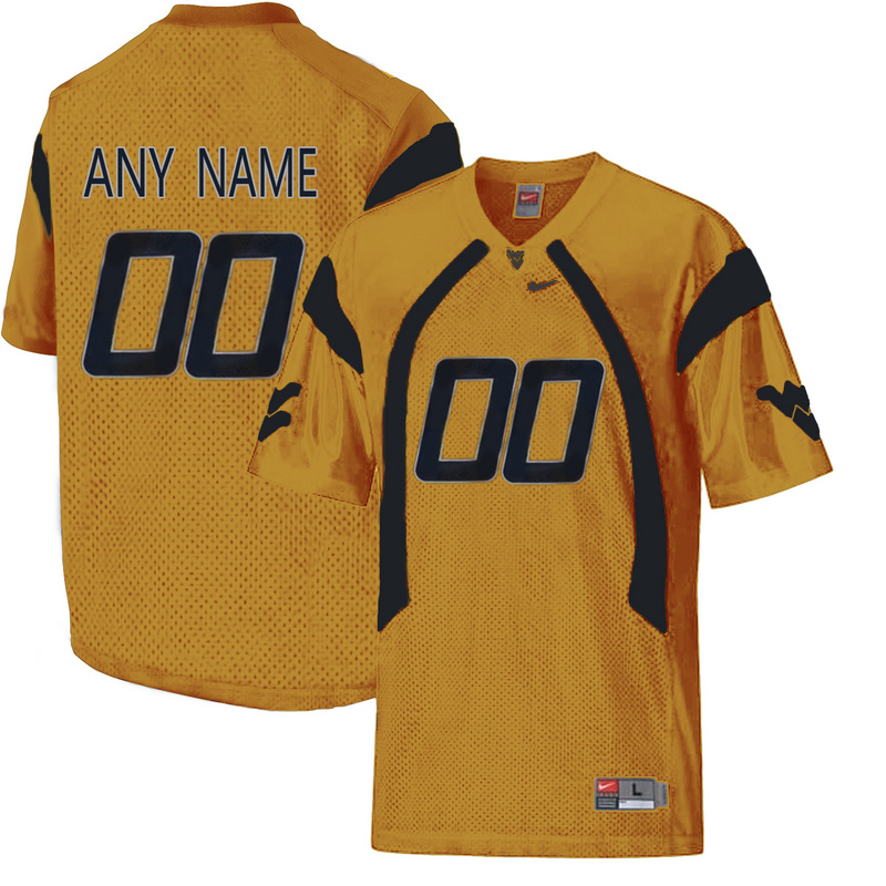 West Virginia Mountaineers Customized College Football Mesh Jersey  Gold->->Custom Jersey